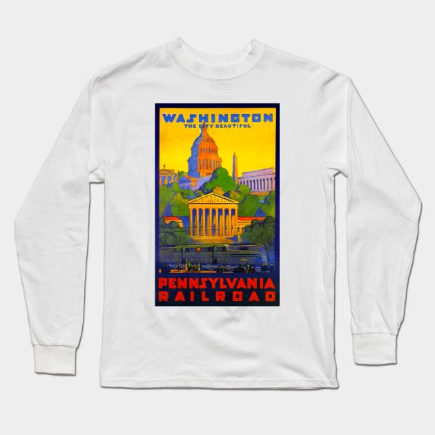 Vintage Travel - Washington Long Sleeve T-Shirt by Culturio